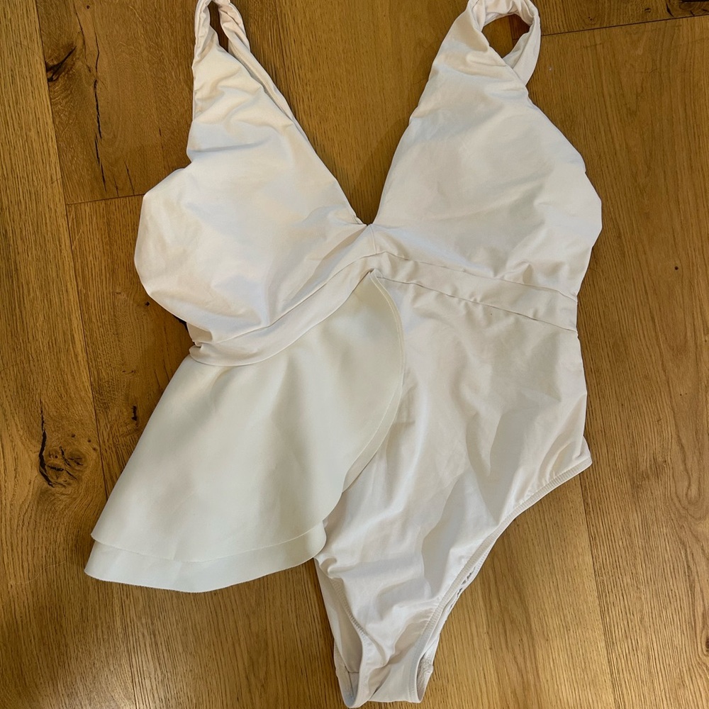 Eloquii White Asymmetrical Swimsuit